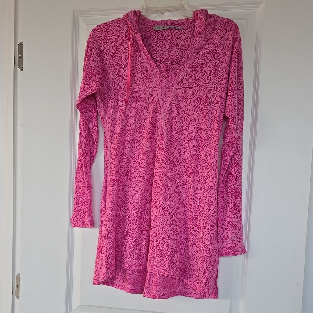 Athleta Pink Paisley Print Hooded Coverup- M